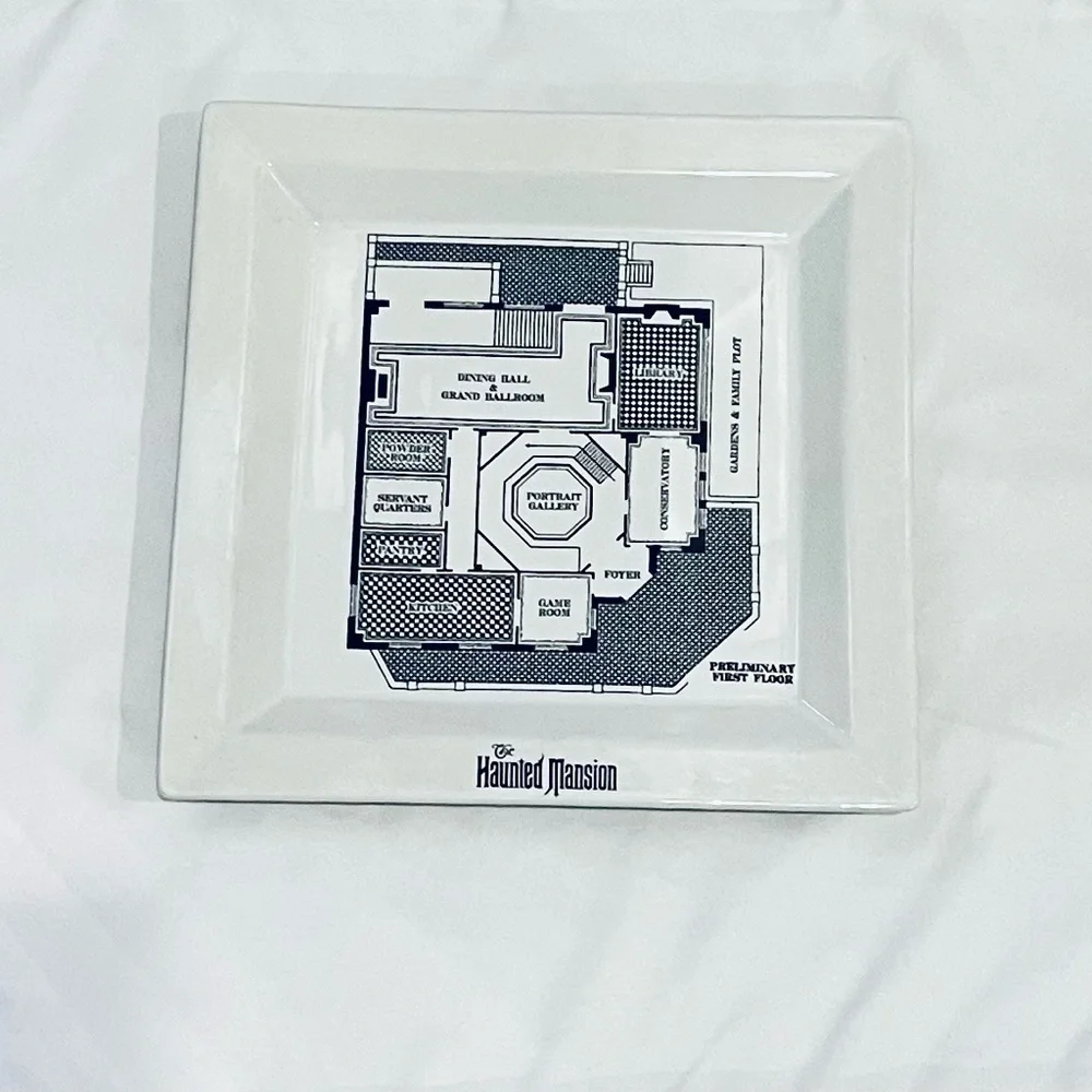 Disney Park haunted mansion blueprint plate, 45th anniversary Disneyland